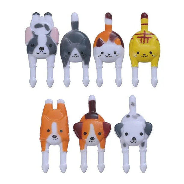 Bkuxy Bento Food Picks Forks Reusable Cat Dog Animal Fruit Picks Forks | Walmart (US)
