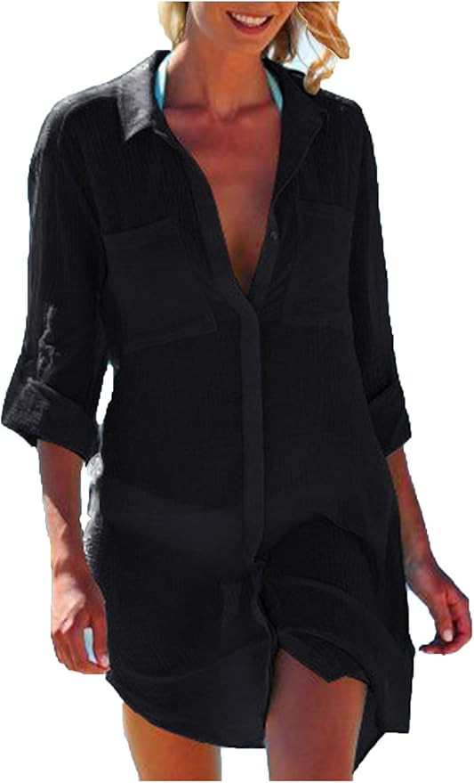 Wander Agio Beach Swimsuit for Women Sleeve Coverups Bikini Cover Up | Amazon (US)