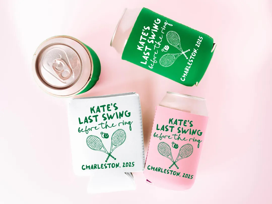 Last Swing Before the Ring Can Coolers, Personalized Tennis Social Club Can Sleeves, Custom Bache... | Etsy (US)