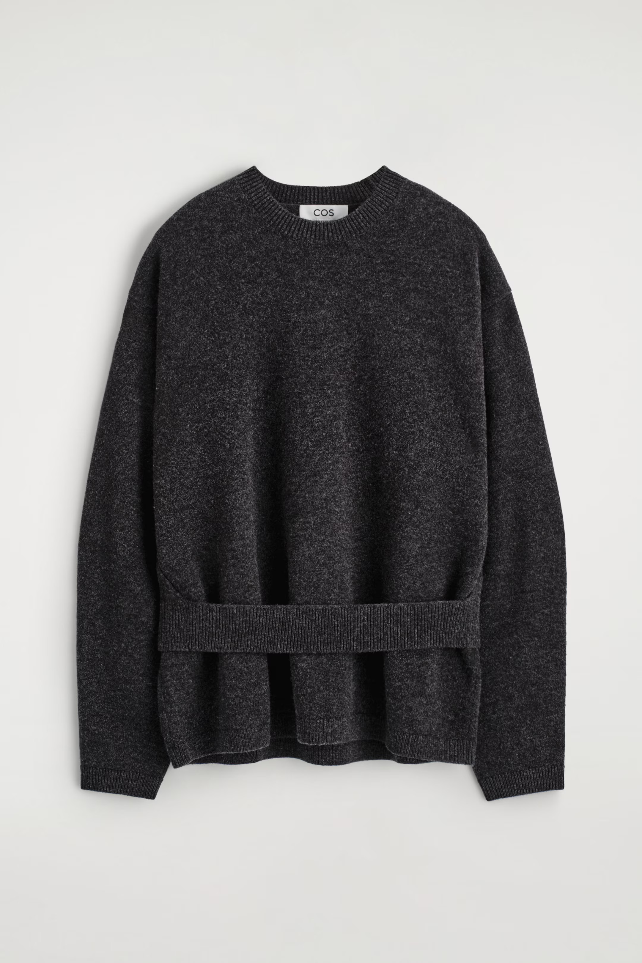 BELT-DETAIL MERINO WOOL SWEATER - CHARCOAL MÉLANGE | COS US | COS (US)