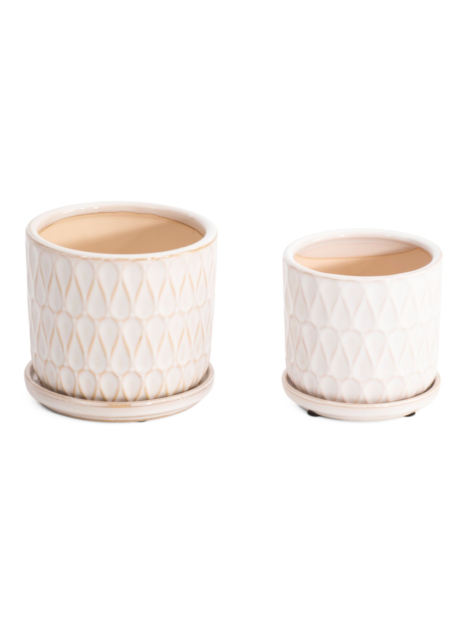 2pc 5in And 6in Teardrop Ceramic Planters With Saucers | Marshalls