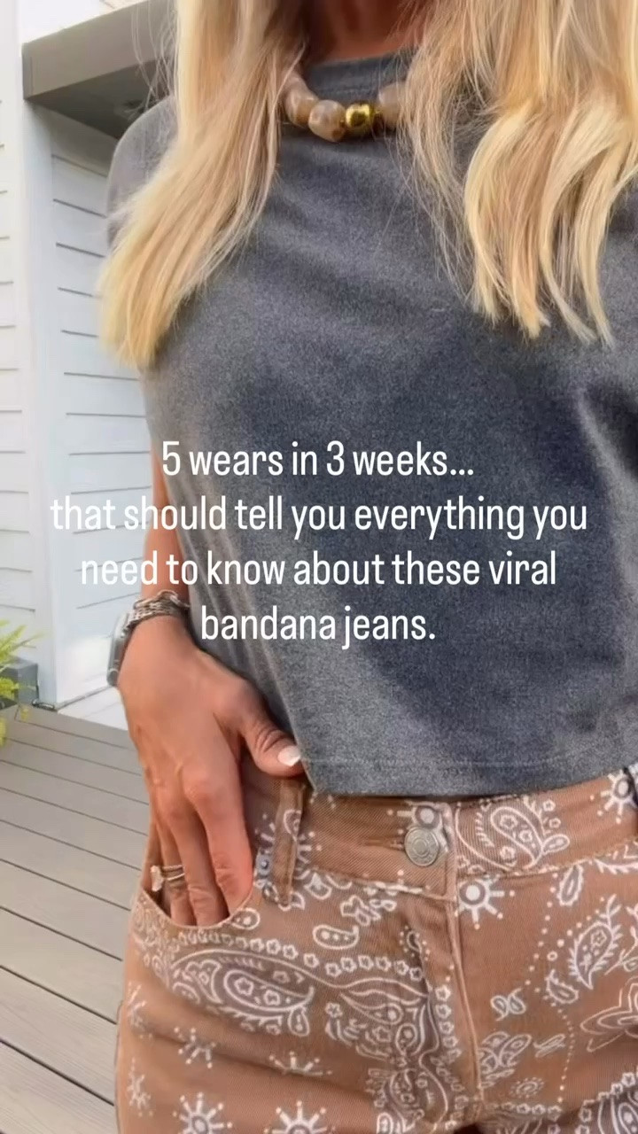I'm wearing an 8 in the bandana jeans and a small in the t-shirt.

#LTKootd #LTKOver40 #LTKmomlife