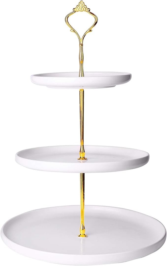 Kanwone 3-Tier Porcelain Cupcake Stand, Tiered Serving Stand, Dessert Stand, Serving Tray Platter... | Amazon (US)