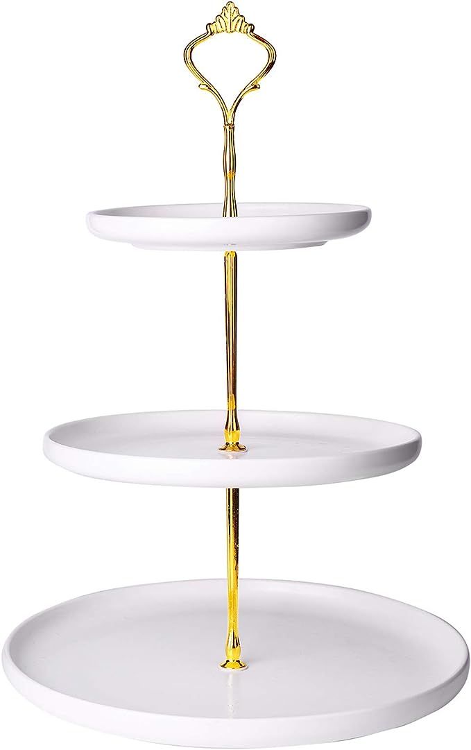 Kanwone 3-Tier Porcelain Cupcake Stand, Tiered Serving Stand, Dessert Stand, Serving Tray Platter... | Amazon (US)
