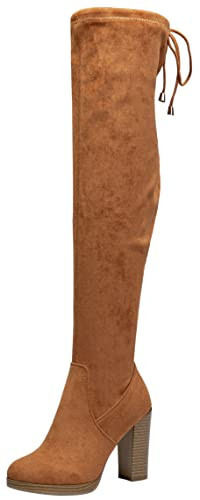 Vepose Women's Thigh High Khaki Over The Knee Boots, Tall Suede Knee High 996 Boot, Long Platform Chunky Boots 3.9 Inch, Above Knee Sexy Heeled Boots, Size 8 with Inside Zipper(CJY996 Khaki 08) | Amazon (US)