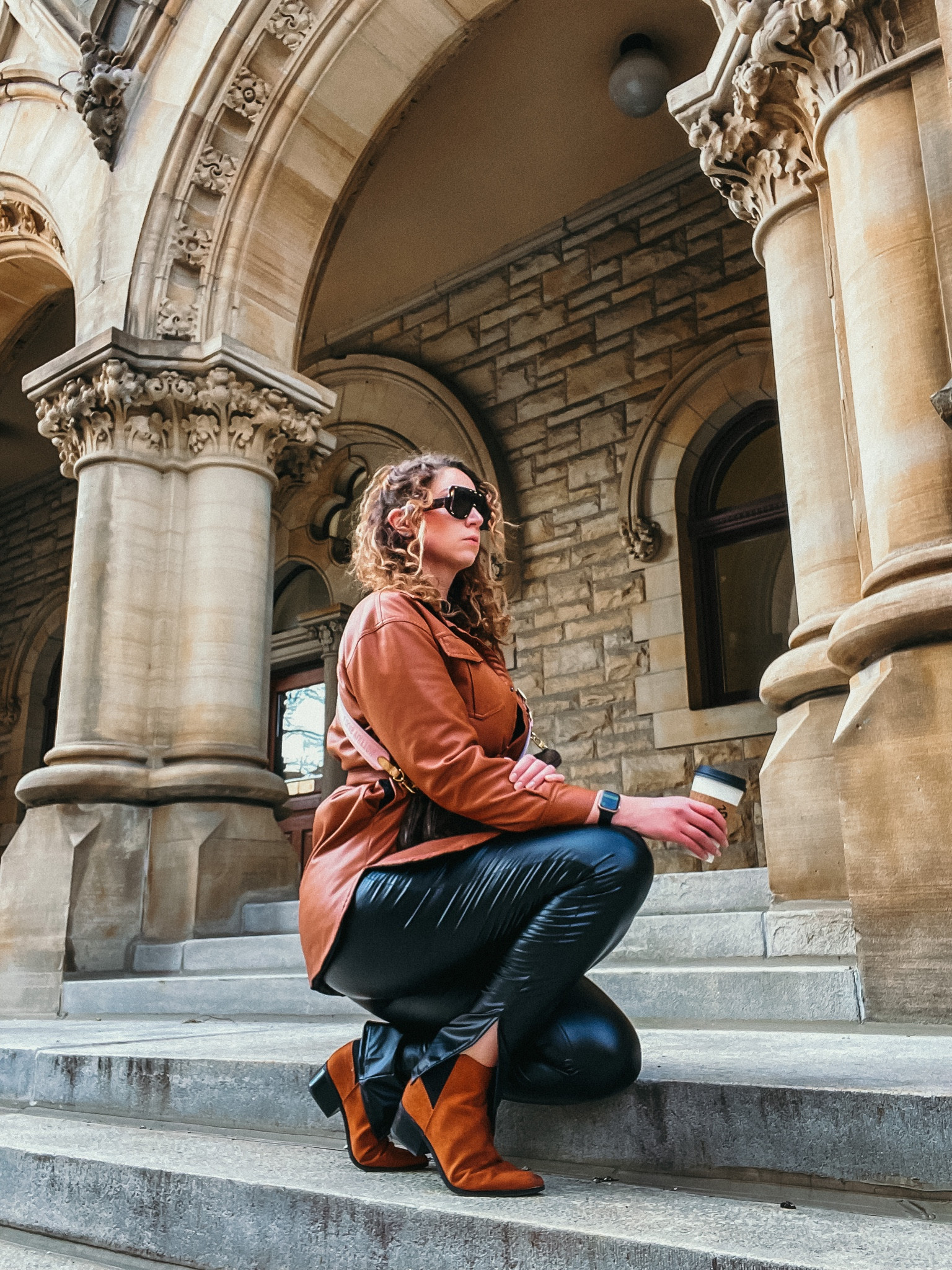 Leather on leather outfit for my trip to Columbus! 