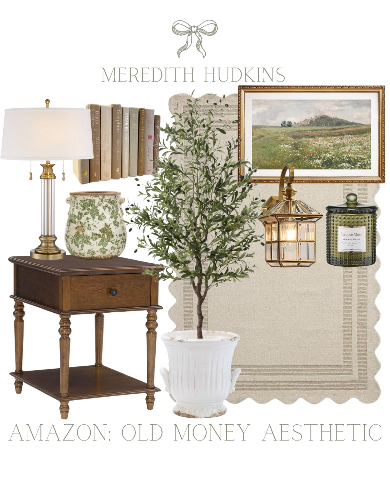 meredith hudkins, old money aesthetic, preppy style, classic home decor, timeless decor, traditional home decor, nightstand, scalloped rug, faux olive tree, brass lamp, living room, bedroom decor, interior design, lighting, coffee table book, chinoiserie 

#LTKFindsUnder100 #LTKSaleAlert #LTKHome