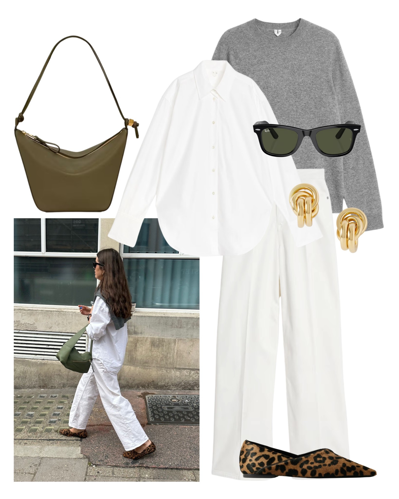 A white shirt and trousers always feel classic, but the leopard flats and khaki bag add just enough contrast. One of those looks that just works for anything on your schedule.

#LTKsummer #LTKstyletip