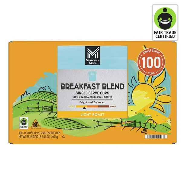 Member's Mark  Member's Mark Breakfast Blend Light Roast Coffee Pods, 100 ct. 4.7 stars out of 41... | Sam's Club