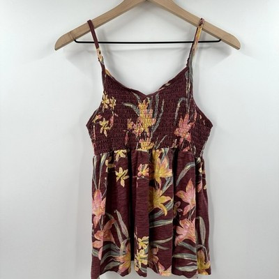 Torrid Marron Floral Smocked Tank Top Size 0 LARGE | eBay US