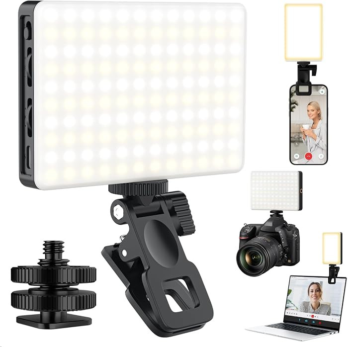 120 LED Selfie Light for iPhone, Portable Phone Light with Clip & Camera Tripod Adapter - 5000mAh Rechargeable, 3 Lighting Modes, CRI 97+ for Video Recording, TikTok, Tripod Mount Rings | Amazon (US)