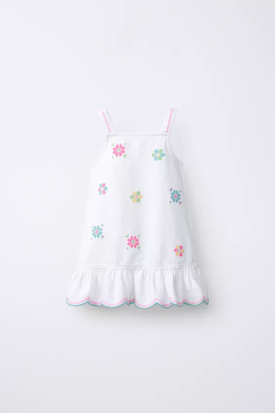 CROSS-STITCH FLORAL TWILL DRESS | Zara US