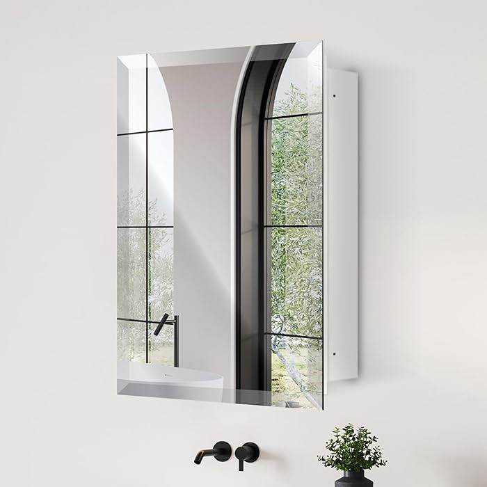 16 X 26 Bathroom Medicine Cabinet with Single Door – Frameless Beveled Mirror, Rectangular Wall... | Amazon (US)