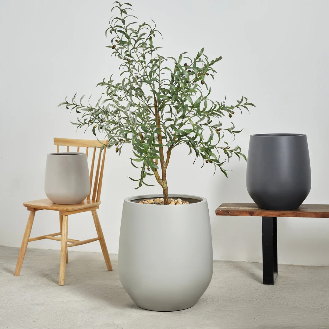 Indoor/Outdoor Large Nordic Minimalist Fiberstone Lightweight Round Planter Pot - 17,13,9 inch Ma... | Etsy (Global)