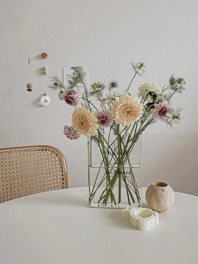 Minimalist Transparent Acrylic Book-shaped Flower Vase For Home Decoration Desk Ornament | SHEIN