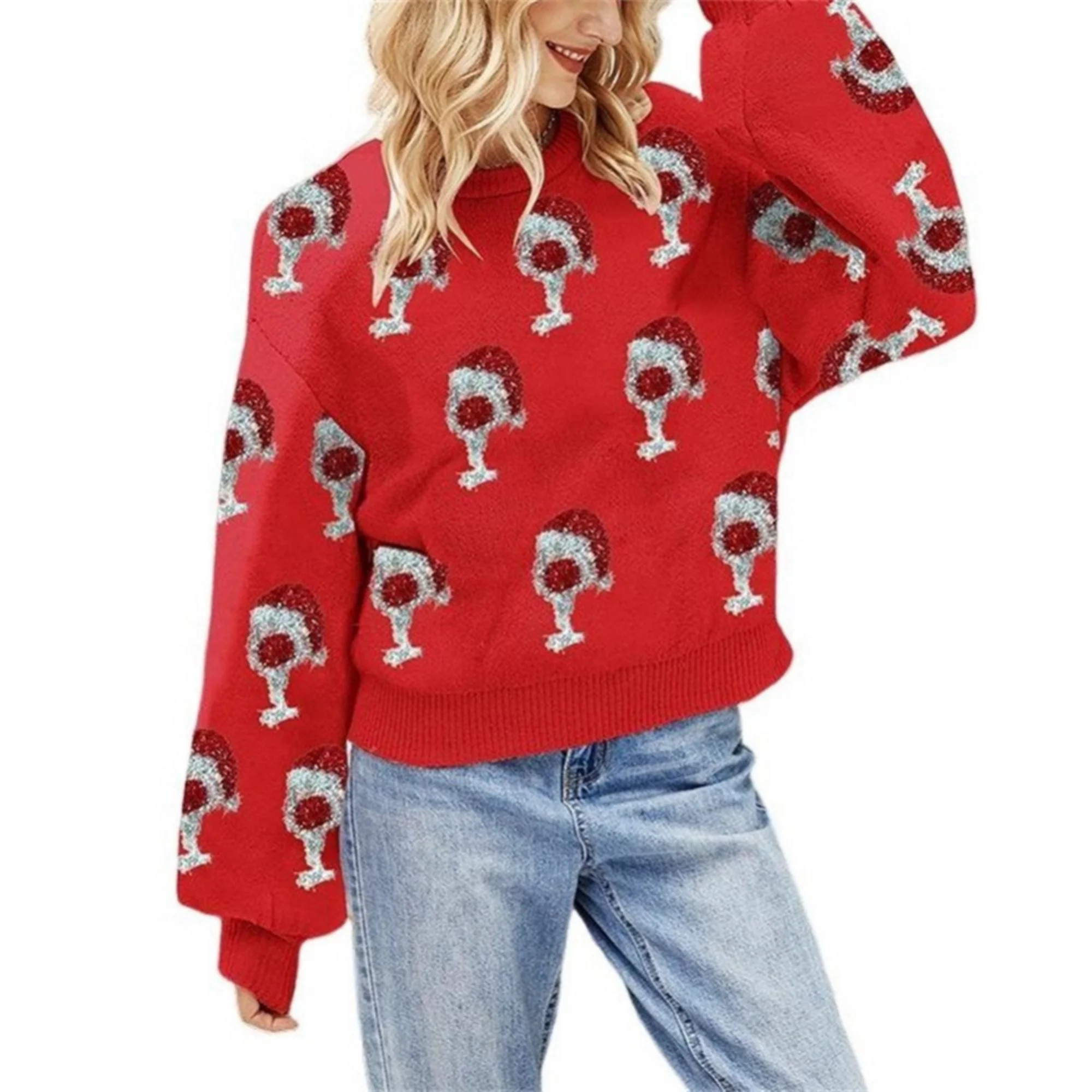 Ugly Christmas Sweater for Women Printed Sweater Casual Lightweight Knitted Sweater Tops | Kohl's