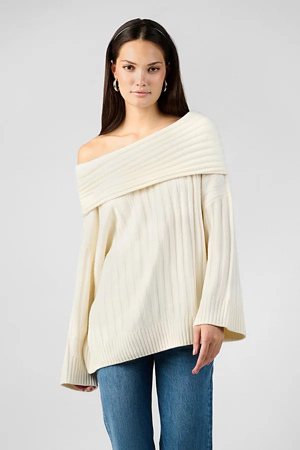 WeWoreWhat Oversized Off-The-Shoulder Sweater in Ivory, Women's at Urban Outfitters | Urban Outfitters (US and RoW)