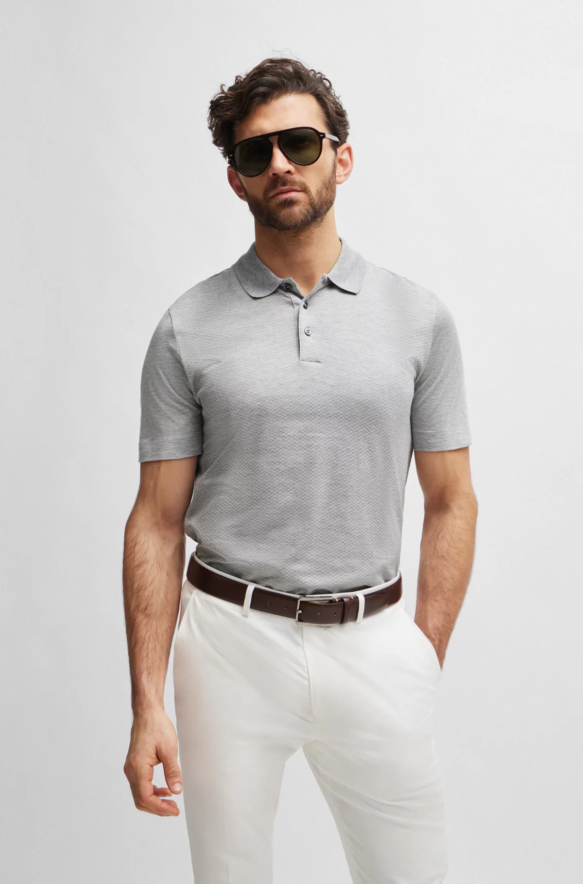 BOSS - Regular-fit polo shirt in cotton and silk | Hugo Boss (US)