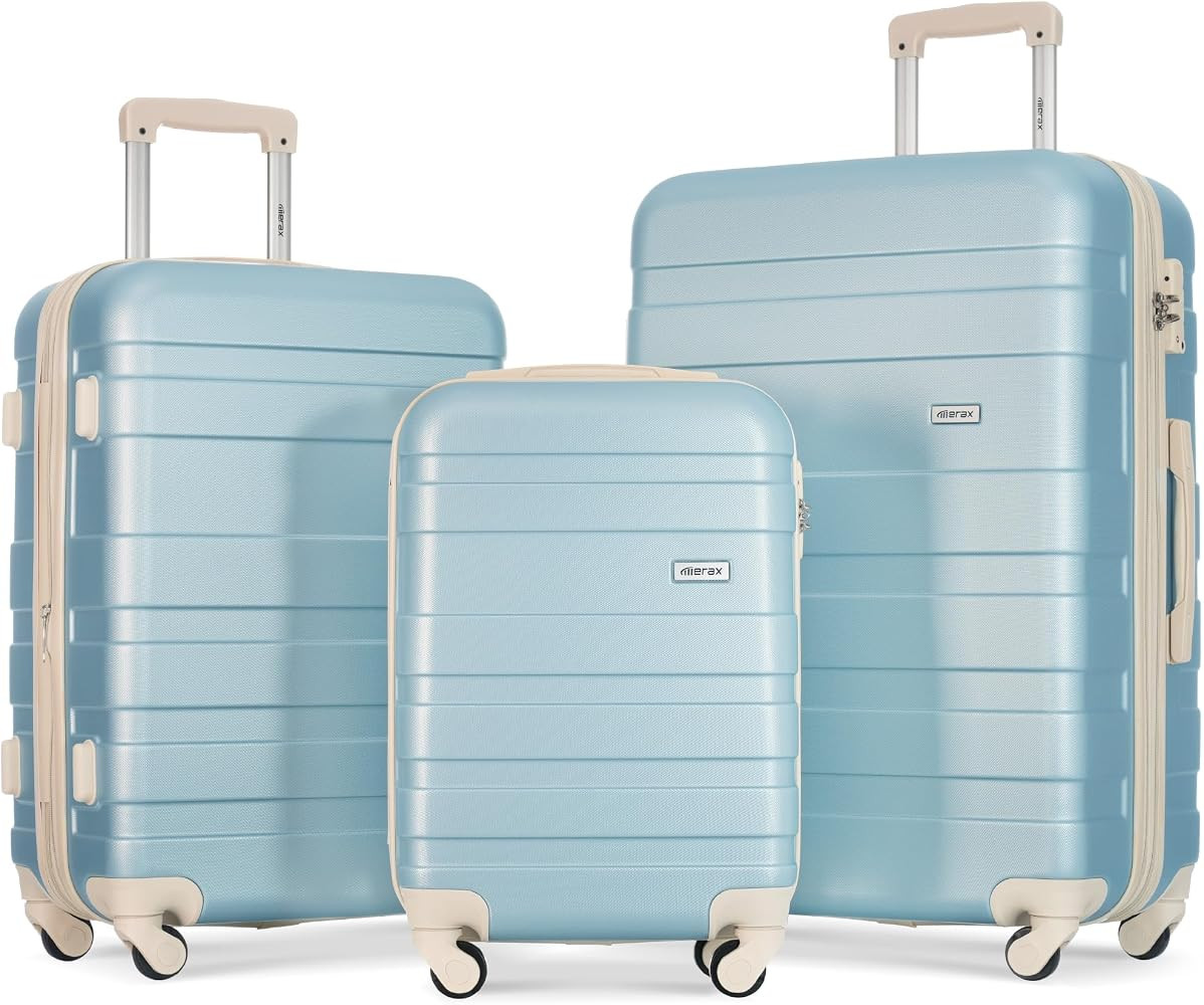 Merax 3 Pcs Expandable ABS Hardside Luggage Sets Spinner Wheel Suitcase TSA Lock Lightweight Suit... | Amazon (US)