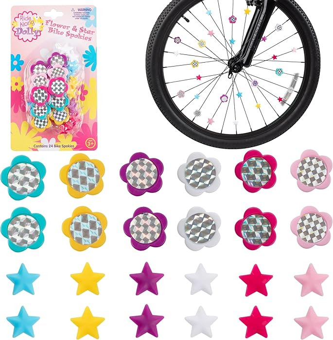 24 Pcs Bike Spokies Flower and Star Wheel Attachments – Colorful Easy Snap-On Bicycle Spoke Dec... | Amazon (US)