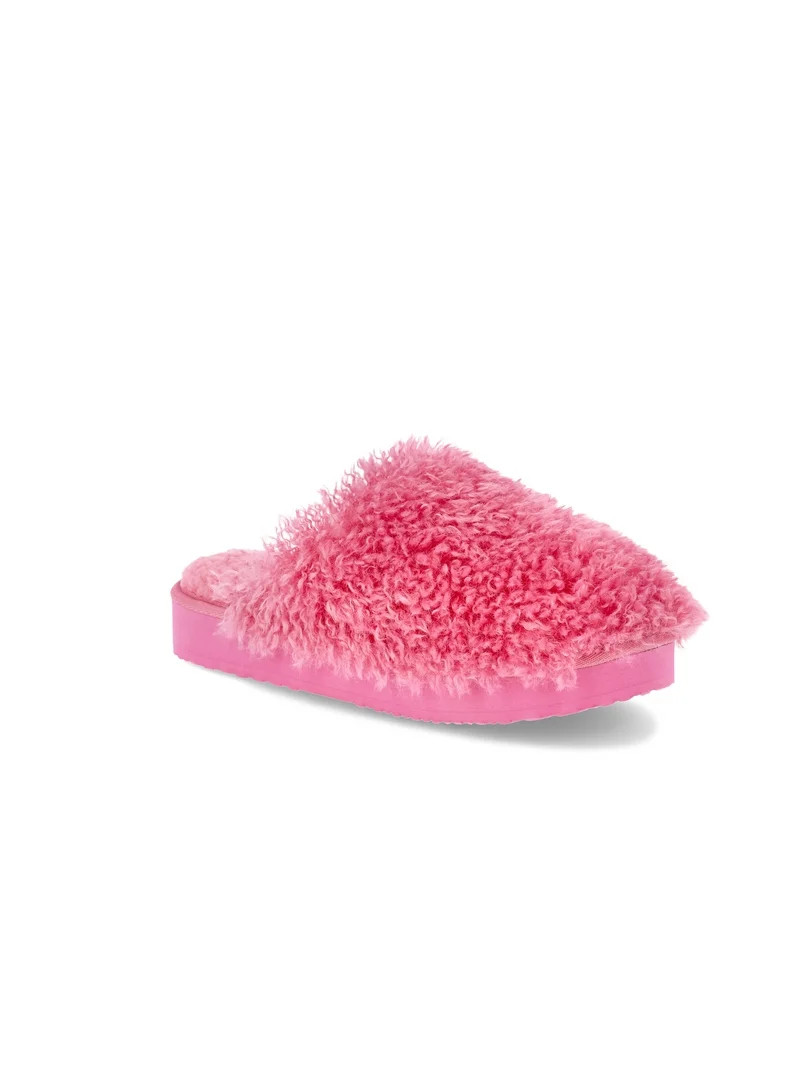 No Boundaries Women's Fuzzy Platform Slippers | Walmart (US)