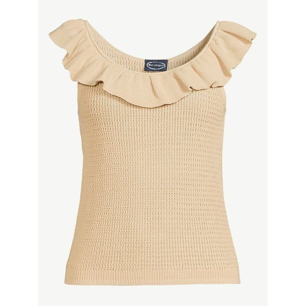 Scoop Women's Sweater Tank Top with Ruffled Neck | Walmart (US)