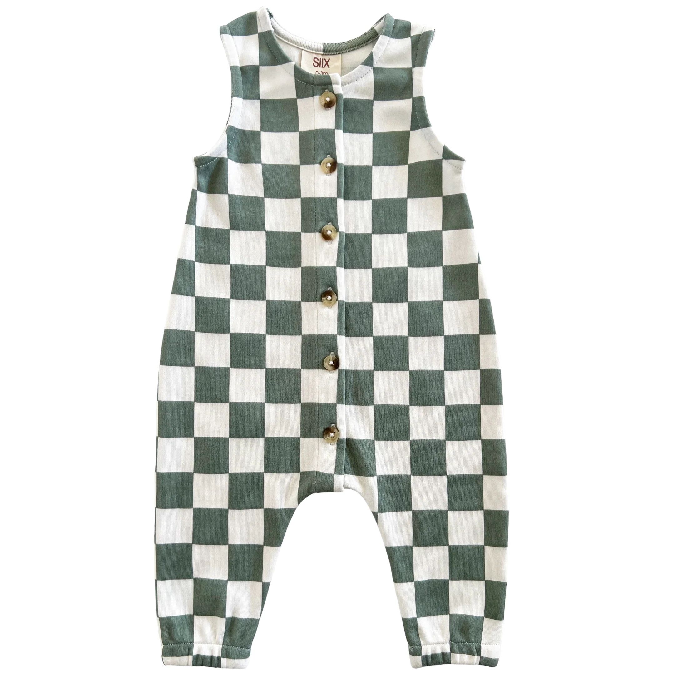 Matcha Milkshake Checkerboard / Organic Bay Jumpsuit | SpearmintLOVE