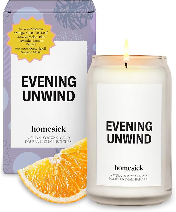 Homesick Scented Candles for Home (Evening Unwind) - 13.75 oz Long-Lasting Natural Soy Wax Blend ... | Amazon (US)