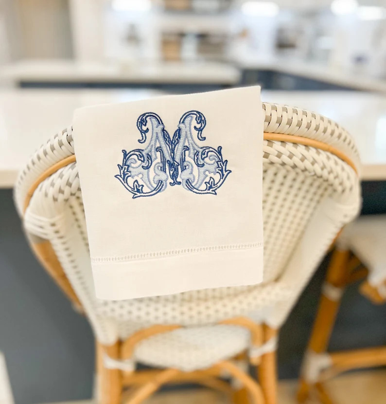 Monogrammed Linen Towel Initial Towel Embroidered Linen Towel Wedding Shower Gift Monogrammed Tow... | Etsy (US)