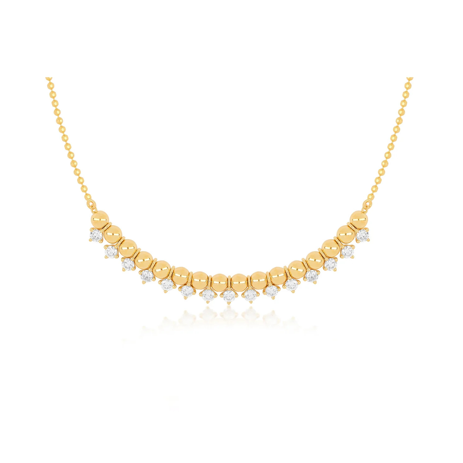 Diamond & Gold Ball Necklace | EF Collection