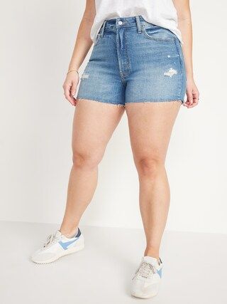 High-Waisted O.G. Straight Ripped Cut-Off Jean Shorts for Women -- 3-inch inseam | Old Navy (US)