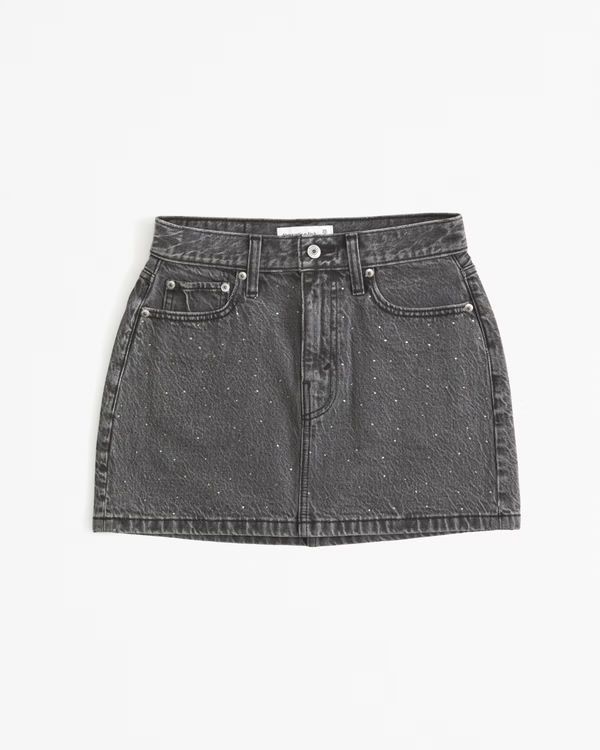 Rhinestone Denim Mini Skirt | Abercrombie & Fitch (US)