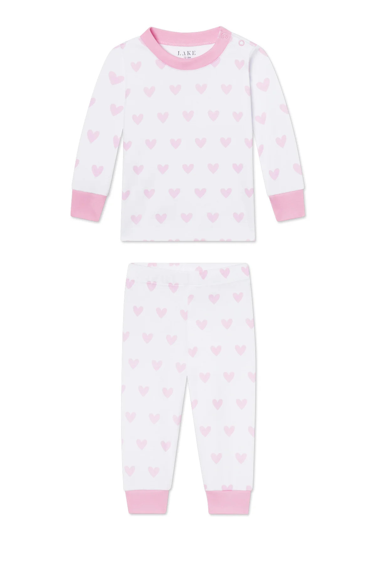 Baby Long-Long Set in Darling Pink Heart | Lake Pajamas