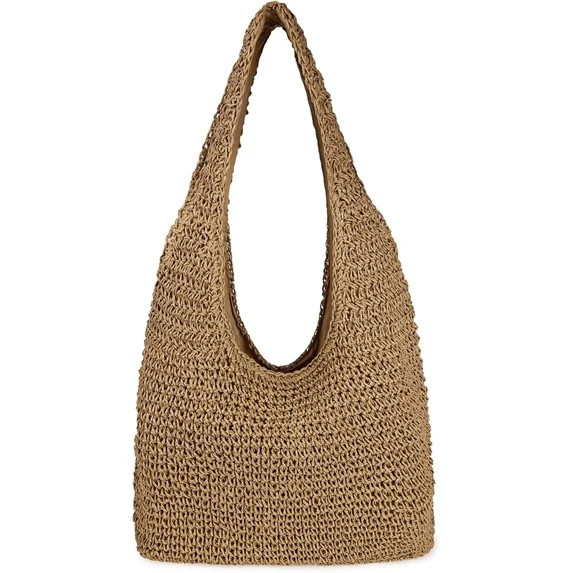 Women Large Straw Beach Bag Handmade Woven Shoulder Bags Hobo Tote Handbag Purse for Summer | Walmart (US)