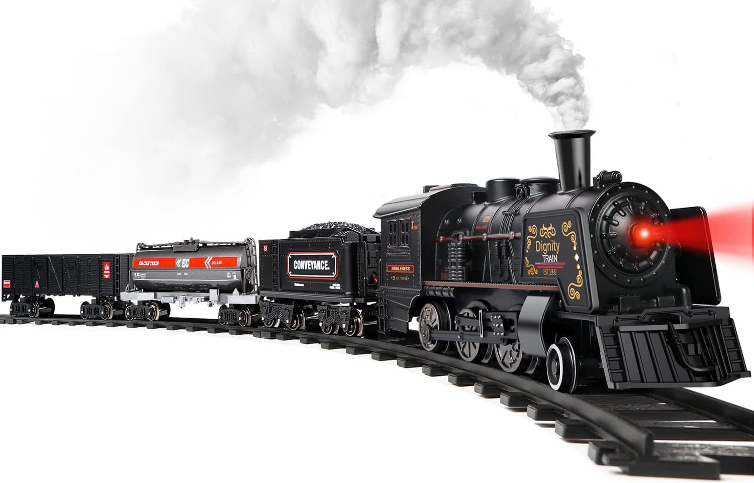 Hot Bee Model Train Set for Boys - Metal Alloy Electric Trains w/ Steam Locomotive,Oil Tank Train... | Amazon (US)
