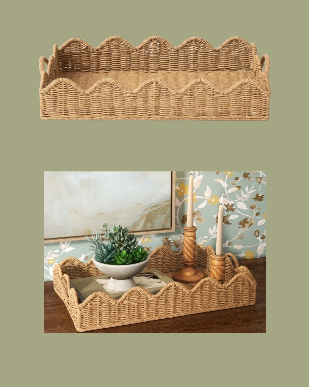 This beautiful scalloped tray is 22 inches long and 13 inches wide. Perfect for styling all year long.  

#LTKHome #LTKFindsUnder50 #LTKU