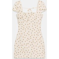 Zara - Mini Dress With Tie-Up Back - Ecru / Brown - L - Woman | Zara UK