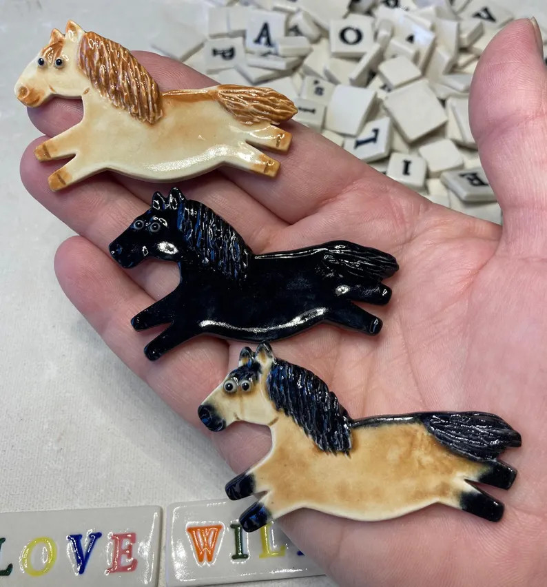 Horse Handmade Porcelain Ceramic Tile, Magnet, Pin or Ornament Tell Me Your Choice - Etsy | Etsy (Global)