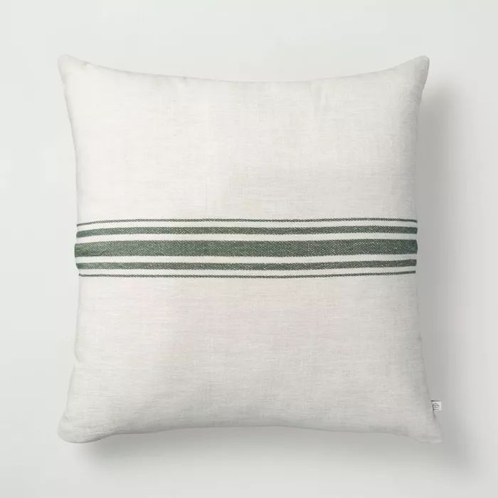 24&#34; x 24&#34; Variegated Center Stripes Textured Throw Pillow Cream/Green - Hearth &#38; Hand... | Target