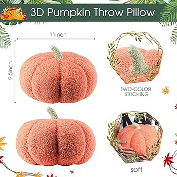 Queekay 2 Pcs Pumpkin Throw Pillow Fall Thanksgiving Pumpkin Pillow 11 x 9.5 Inch 3D Halloween Pu... | Amazon (US)