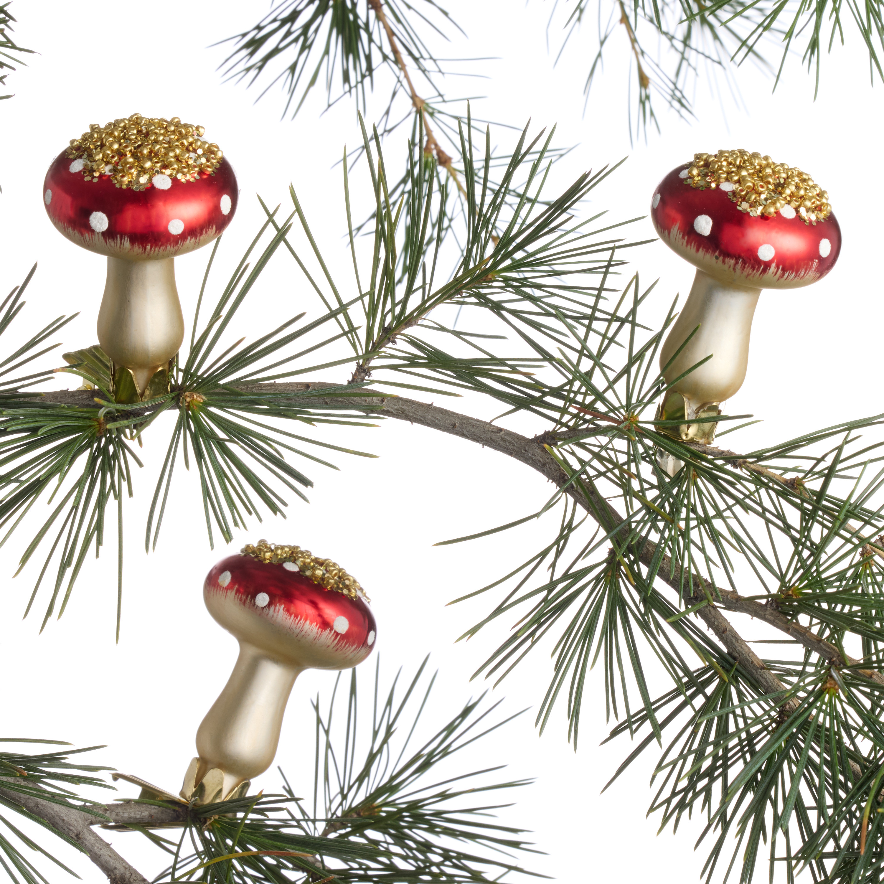 Red Glass Mushroom Clip Ornaments 6 Pack | World Market