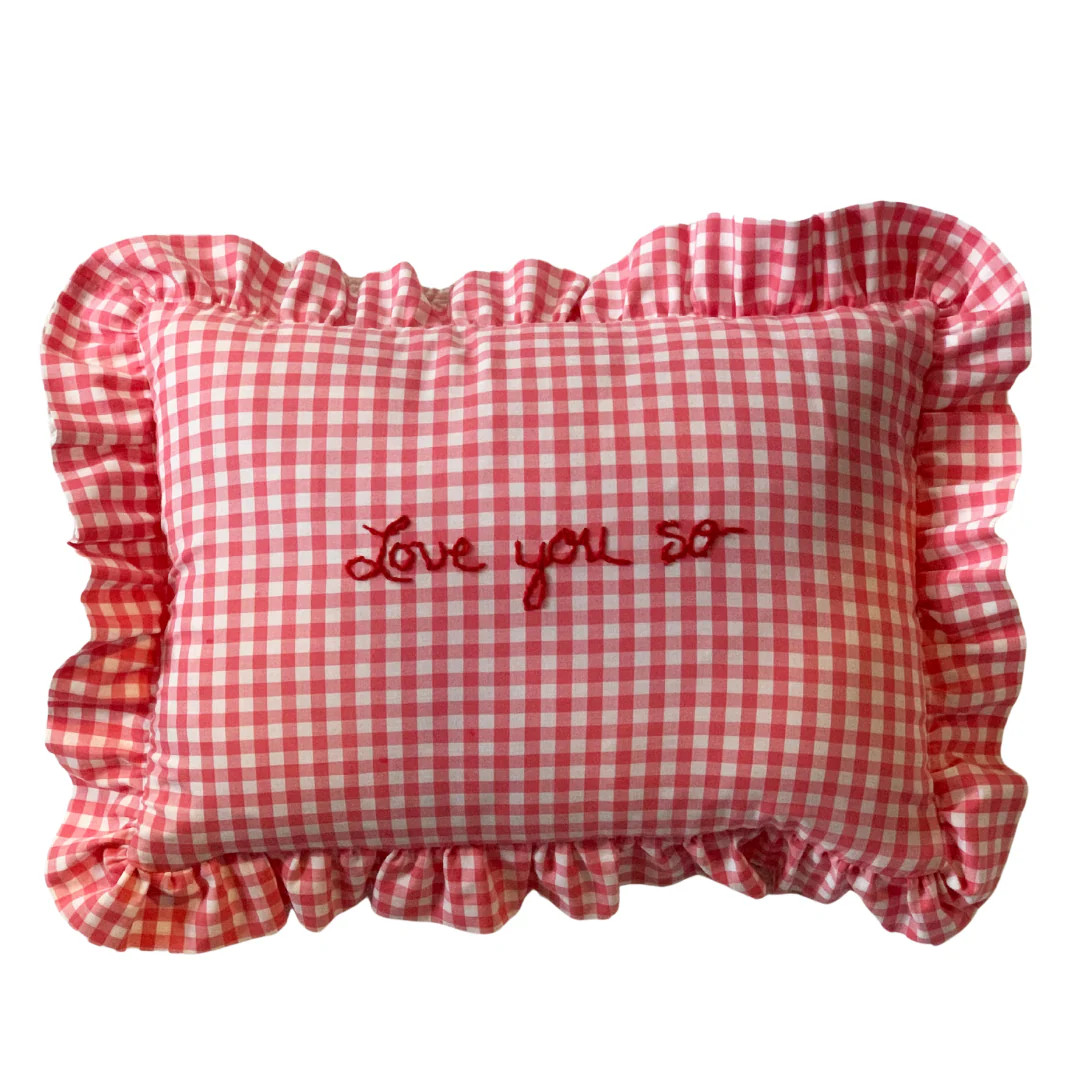 Gingham Rectangle Ruffle Pillow | Over The Moon
