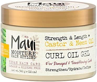 Maui Moisture Strength & Length + Castor & Neem Oil Curl Oil Gel, Natural Curl Hair Product, 12 O... | Amazon (US)