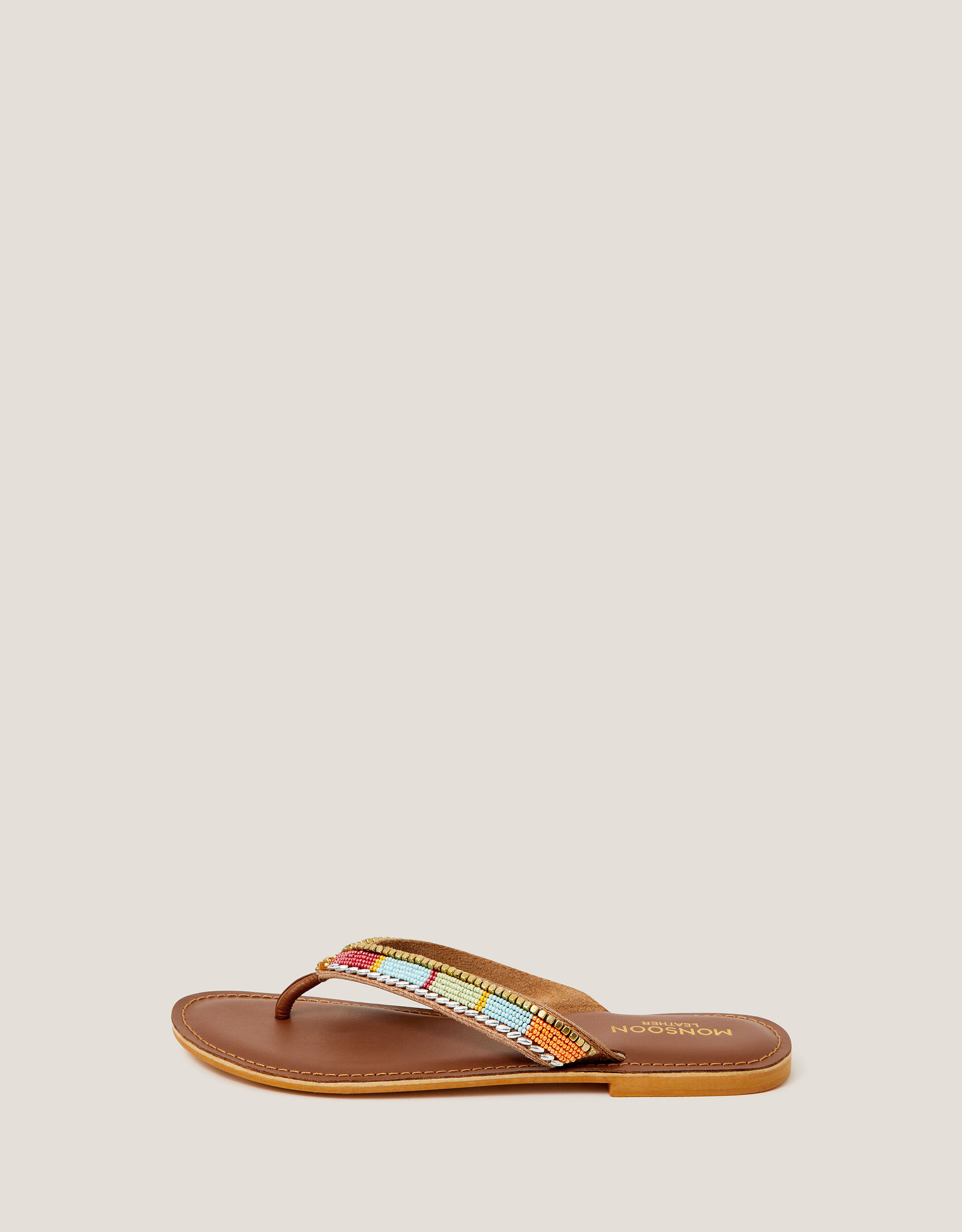 Demi Beaded Leather Flip Flop Sandals Multi | Monsoon (UK)