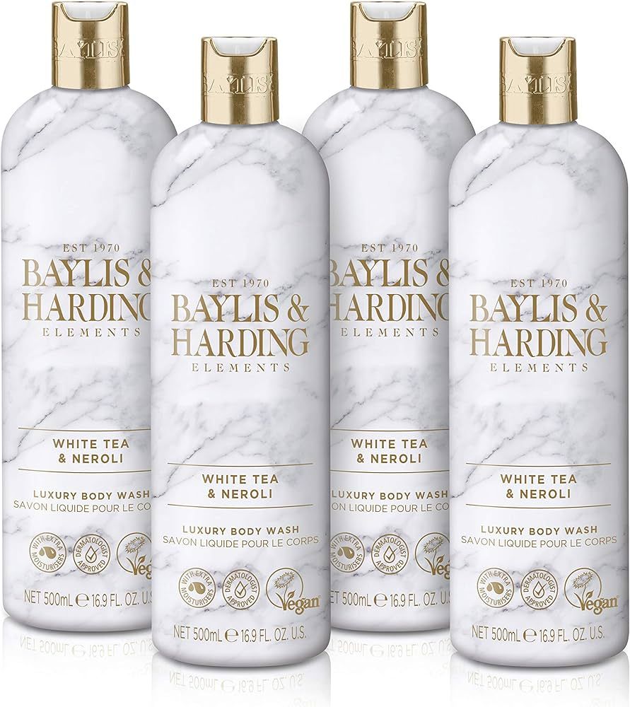 Baylis & Harding Elements White Tea & Neroli Luxury Body Wash, 500 ml (Pack of 4) - Vegan Friendl... | Amazon (UK)