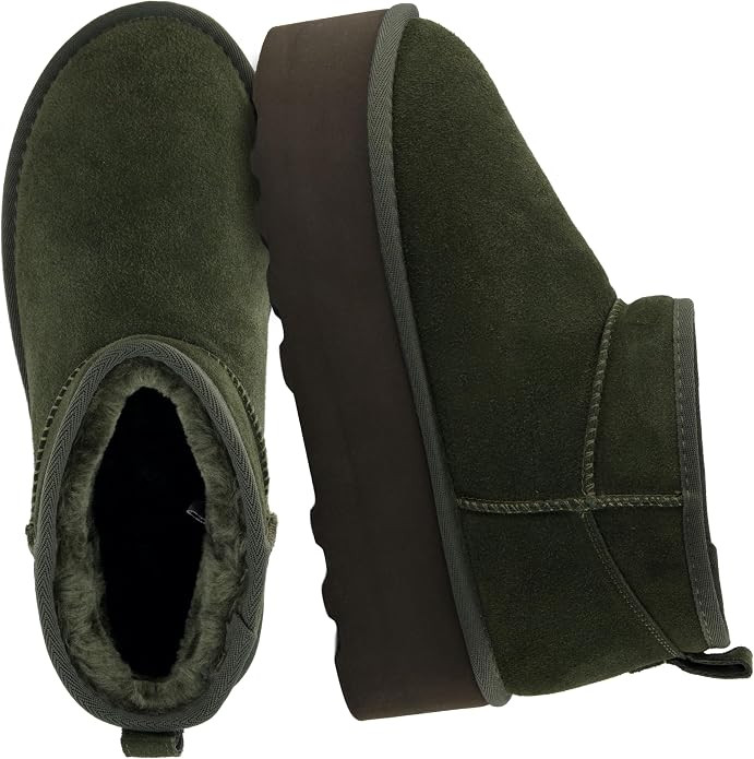 CUSHIONAIRE Hippy Women’s Platform Ankle Boots – Genuine Suede, Faux Fur Lining, Cozy Winter ... | Amazon (US)