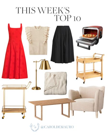 Check out the Top 10 bestselling items from fashion and home this week: a red midi dress, a black pleated midi skirt, bar carts, pizza oven, and more!
#springfashion #furniturefinds #hostesslife #homedecor

#LTKStyleTip #LTKHome #LTKSeasonal