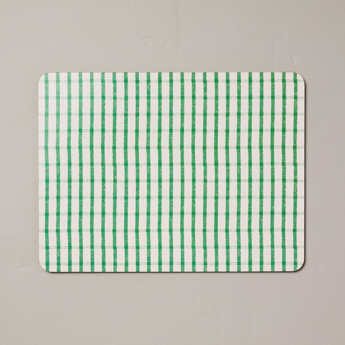 Checkered Plaid Wipeable Corkboard Placemat Green/Cream - Hearth & Hand™ with Magnolia | Target