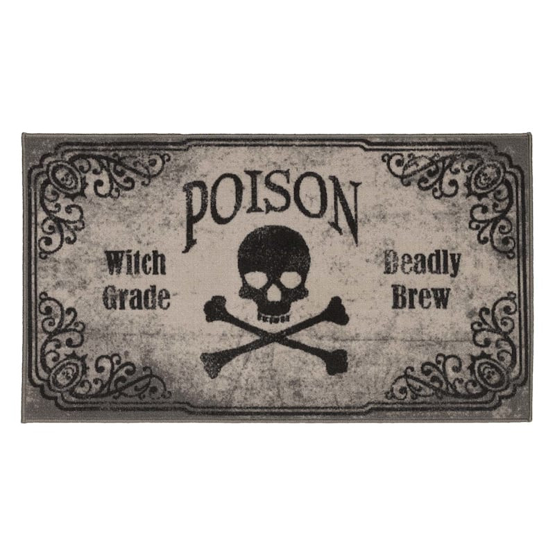 Grey Poison Skull Halloween Scatter Rug, 27x45 | At Home