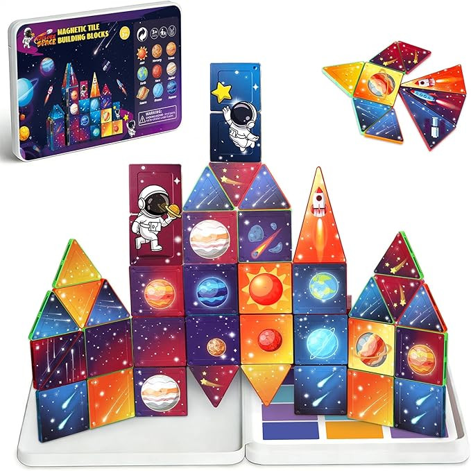 31/52PCS Mini Magnetic Space Building Blocks, Solar System STEM Toys for Kids 3+, Travel Tin Set,... | Amazon (US)